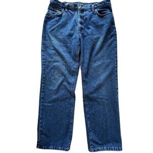 Lands End Mens 37X30" Regular Square Rigger Denim Jeans Blue Straight Fit